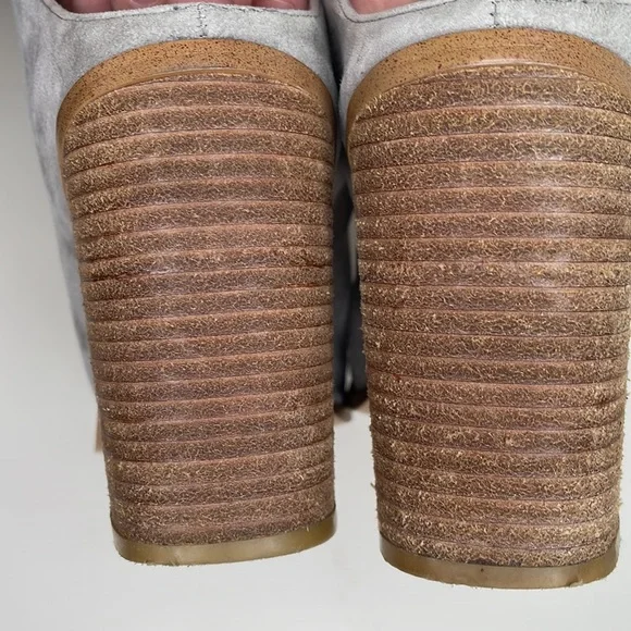 Steve Madden Nollla suede open toe stack heel mules bootie in pewter, size 9.5 - Picture 4 of 10